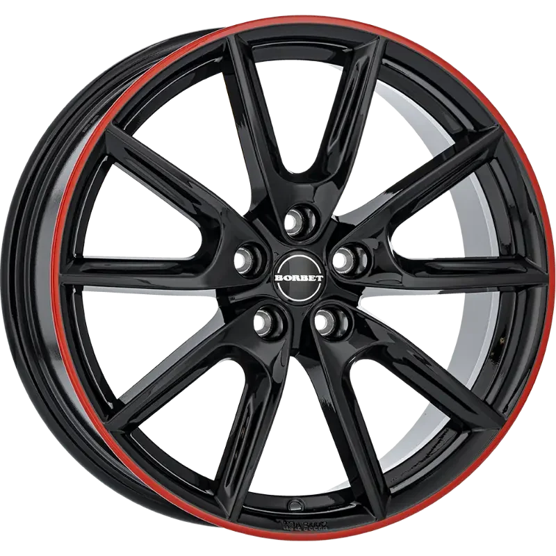 Borbet LX19 black glossy rim red 8,00x19 5x108,00 ET50,00